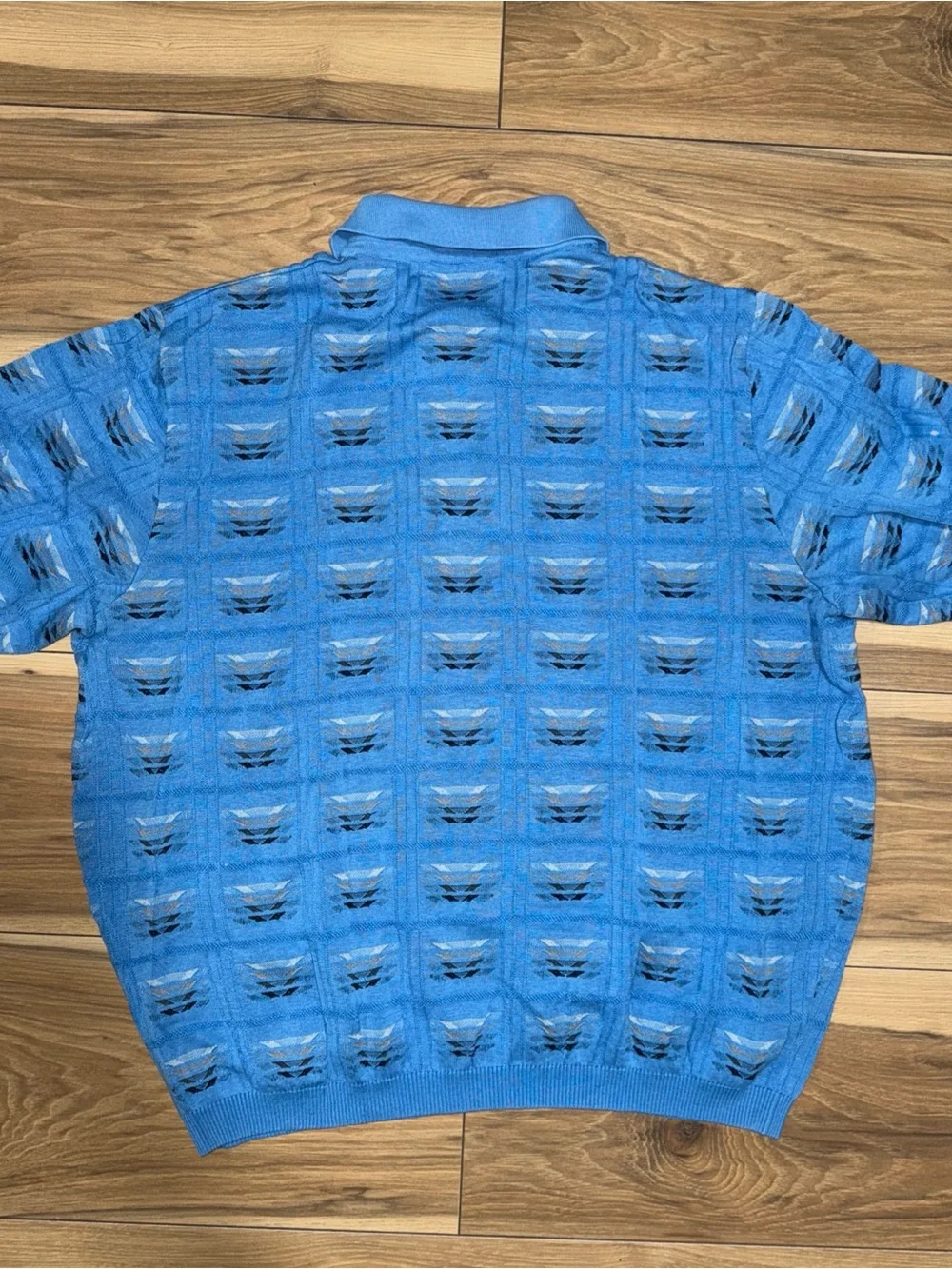 St. Croix Polo Shirt Mens XL Knits Cotton Tencel Textured Stripe Vintage Blue